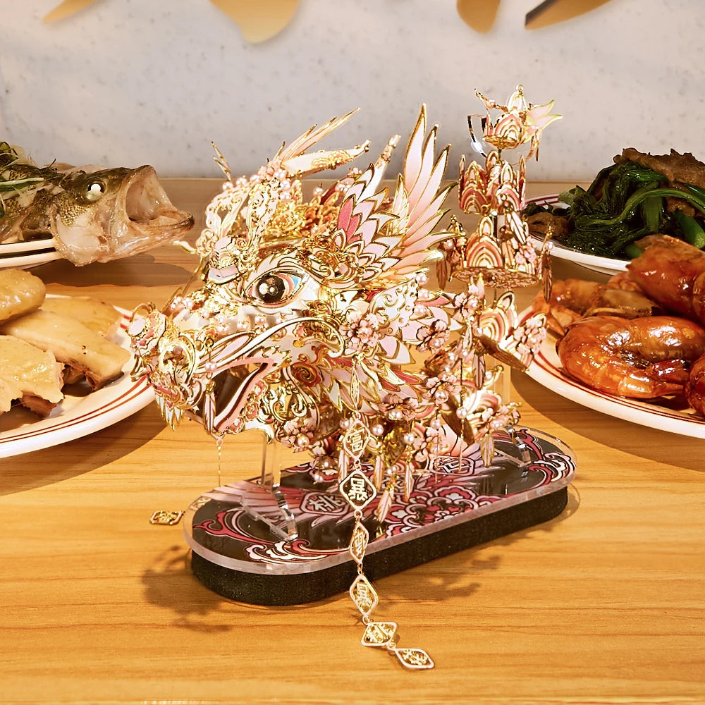Piececool 3D Metal Puzzles Lucky Dragon Assembly Model Kits Jigsaw DIY Toy Creative Gifts for Chinese New Year Craft 383 pcs