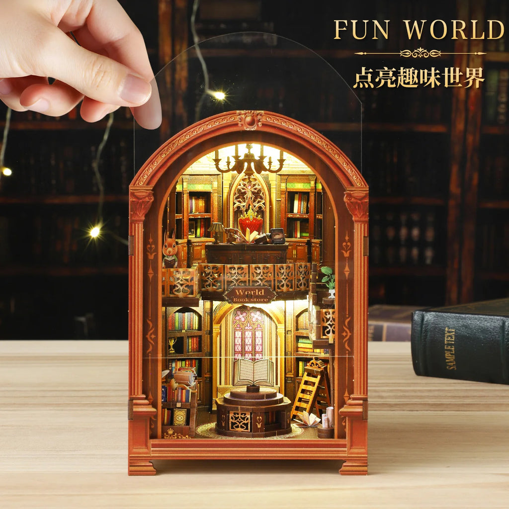 3D DIY Wooden Book Nook - Wanguo Bookstore Model Kit, Creative Handmade Gift for Christmas & Black Friday