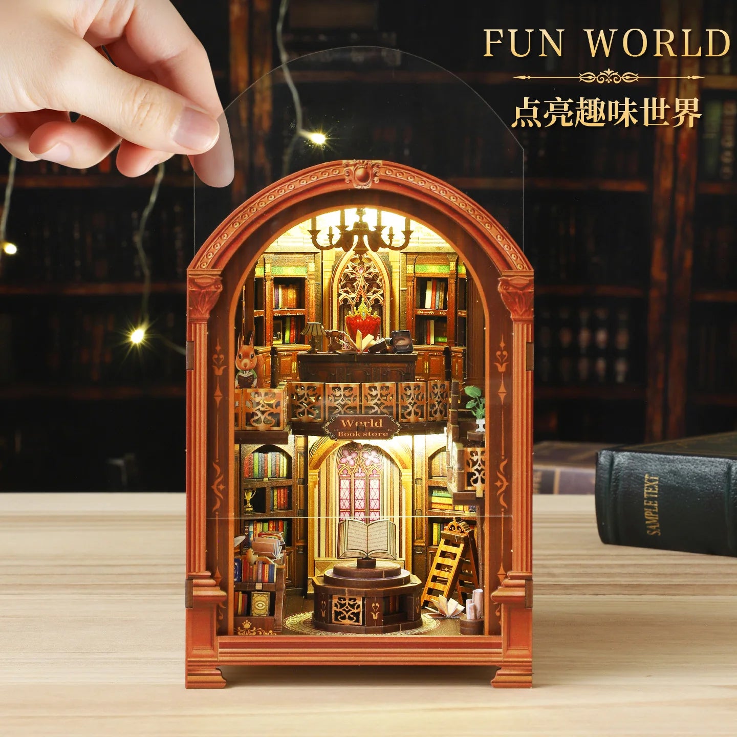 3D DIY Wooden Book Nook - Wanguo Bookstore Model Kit, Creative Handmade Gift for Christmas & Black Friday