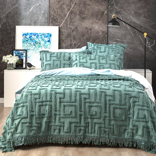Riley 100% Cotton Vintage Washed Tufted Mineral Bed Cover Set by Renee Taylor Super King