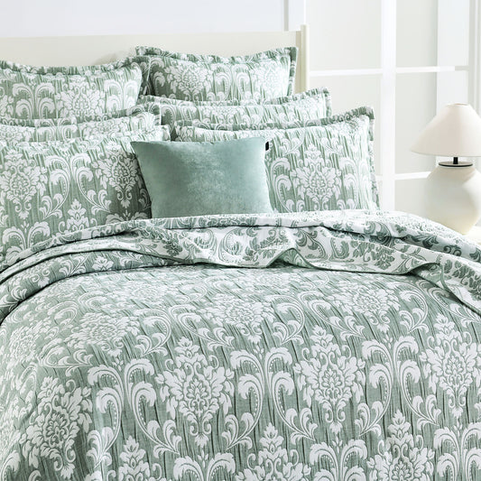 Tahlia Jacquard Jade Coverlet Set by Renee Taylor Super King