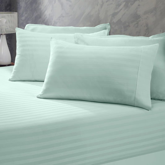 Royal Comfort 1200 Thread Count 3 Piece Combo Set 100% Egyptian Cotton Striped - Queen - Chambray