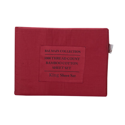 Royal Comfort 1000TC Balmain Hotel Grade Bamboo Cotton Sheets Pillowcases Set - King - Bordeaux