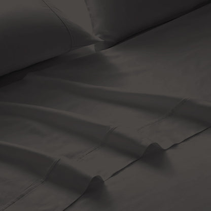 Royal Comfort 4 Piece 1500TC Sheet Set And Goose Feather Down Pillows 2 Pack Set - Double - Dusk Grey