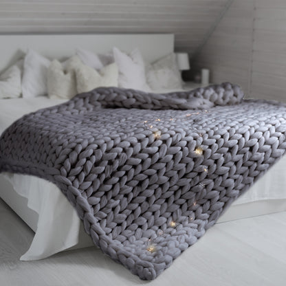 Royal Comfort Chunky Hand Knit Thick Weighted Blanket 6.3KG 203cm x 153cm - Grey