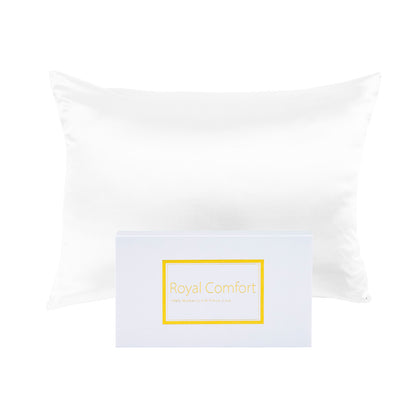 Royal Comfort Mulberry Soft Silk Hypoallergenic Pillowcase Twin Pack 51 x 76cm - White