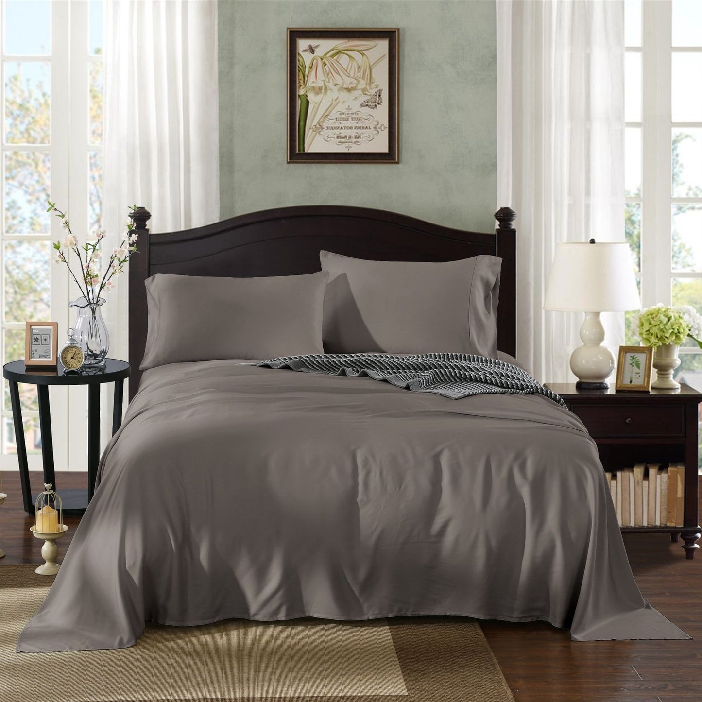 Royal Comfort 1000TC Rich Breathable Natural Bamboo Collection Sheets Set Charcoal Mega Queen