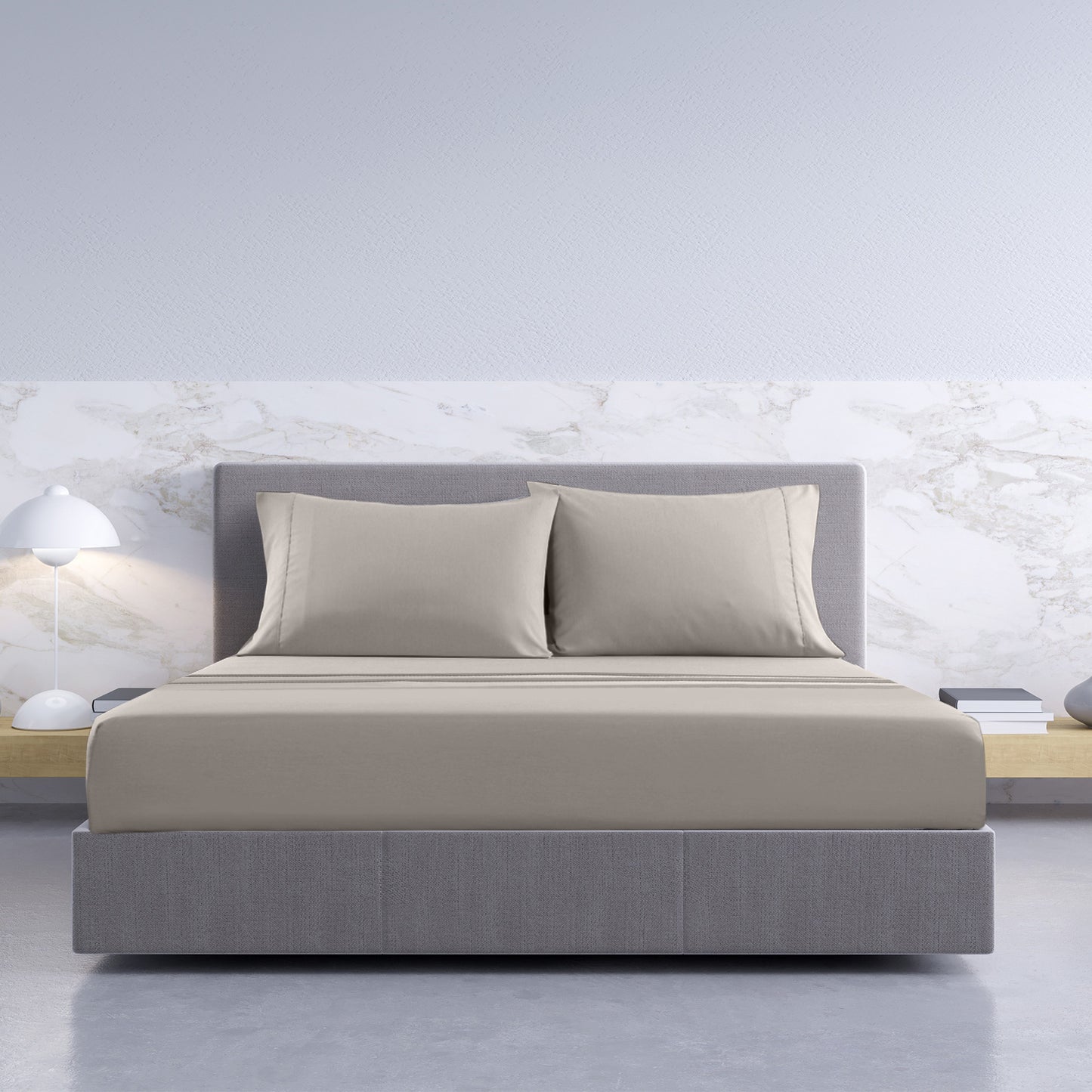 Royal Comfort 1000TC Hotel Grade Bamboo Cotton Sheets Pillowcases Set Ultrasoft - King - Dove