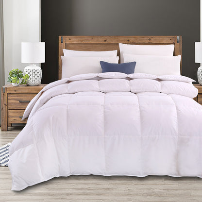 Royal Comfort Goose Feather And Down Quilt + Twin Pack 1000GSM Goose Pillows - Queen - White