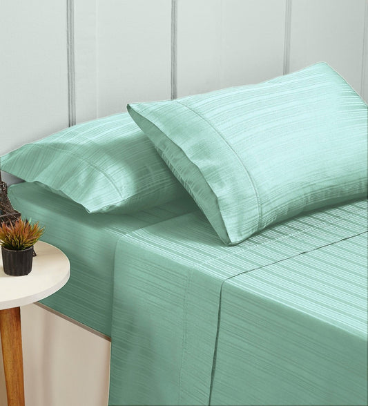Bed Sheets Set 1000TC Cotton Blend Flat Fitted Sprout Green King