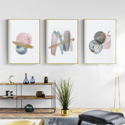 Wall Art 50cmx70cm Blush Pink Watercolor 3 Sets Gold Frame Canvas