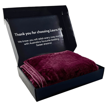 Laura Hill Mink Blanket Throw Purple Double Sided Queen Size Soft Plush Bed Faux Rug