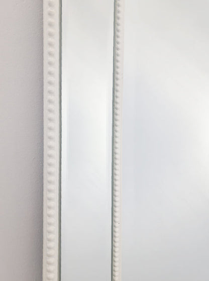 Medium White Beaded Framed Mirror - 70cm x 170cm