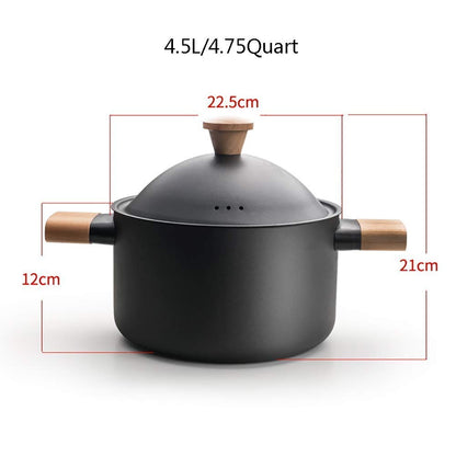 Non-stick Carbon Steel Dutch oven soup pot pan frying pan with lid wooden handle