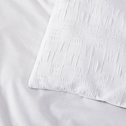 Bianca Cosmo White Soft Chenille Geometric Quilt Cover Set King