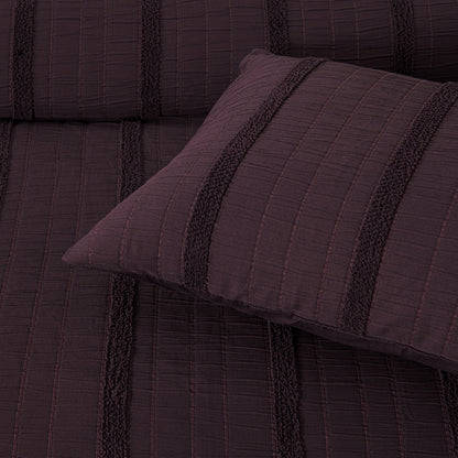 Bianca Malua Grape Jacquard Striped Quilt Cover Set King