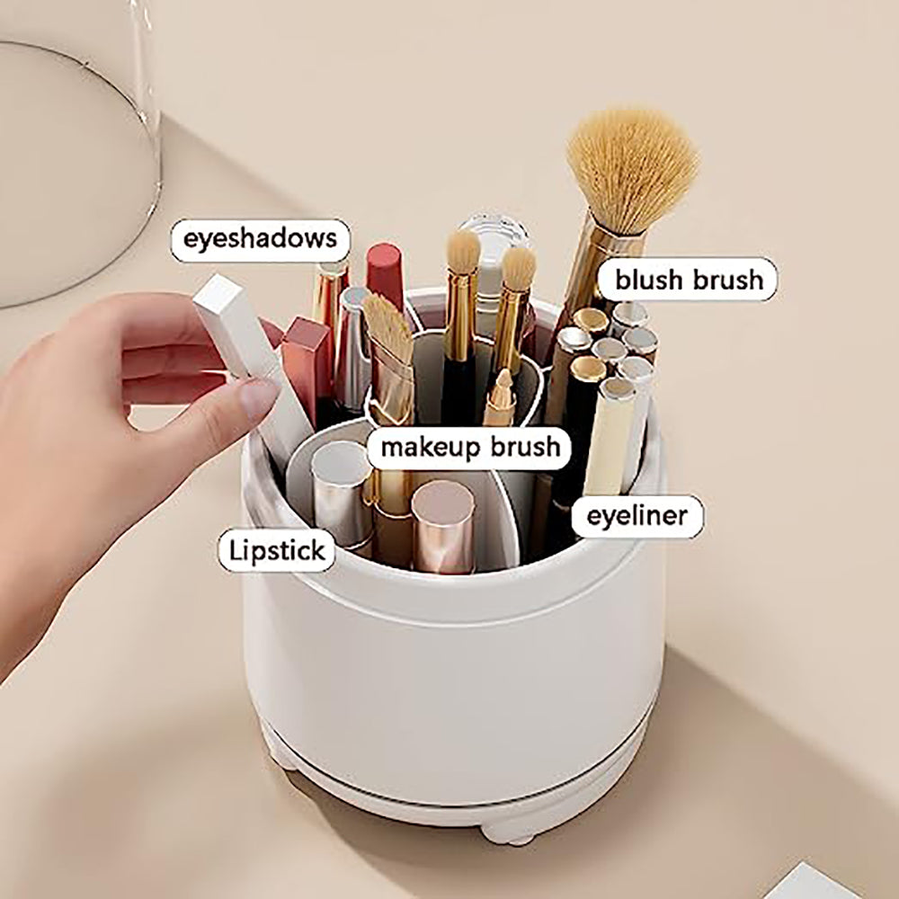 360Â° Rotating Makeup Brush Bucket Transparent Dust-proof Cosmetic Storage Box(pink)