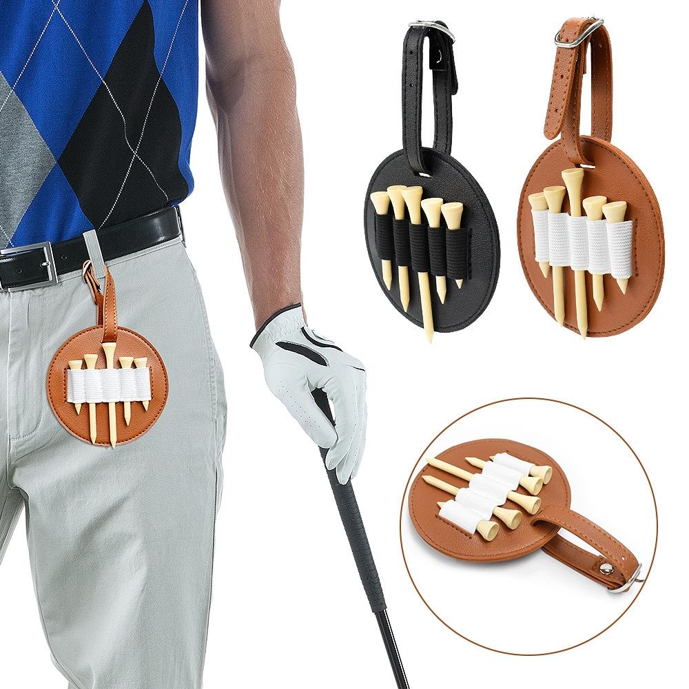 Double-sided Leather Golf Spike Insert Bag - Outdoor Waist Hanging Storage - Double-Sided Brown