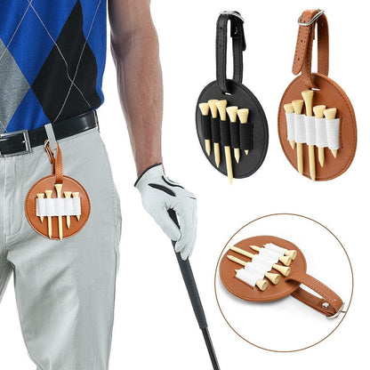 Double-sided Leather Golf Spike Insert Bag - Outdoor Waist Hanging Storage - Double-Sided Brown