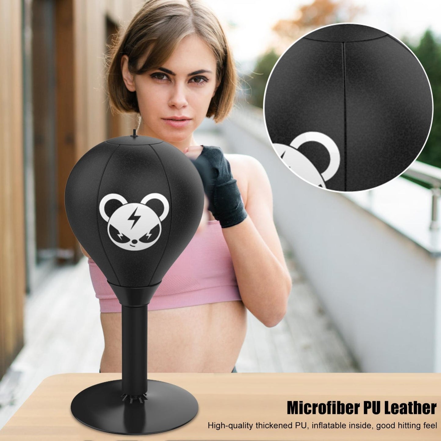 Desktop Speed Ball For Boxing Training - Bear Design With Gloves & Pump - Monkey+Pump