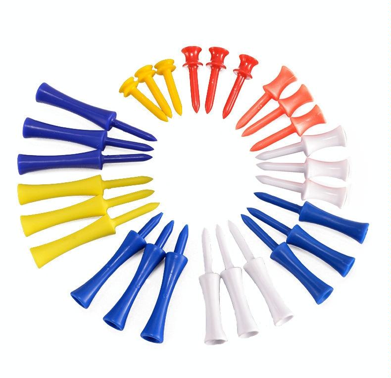 60-piece Golf Plastic Ball Tee Set with Ribbon Needle - 68mm Size