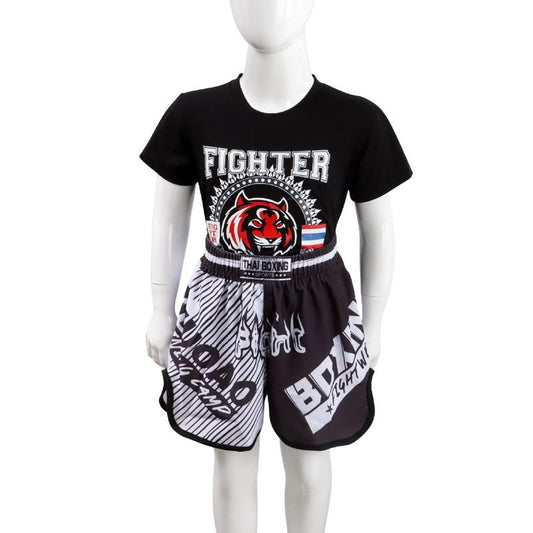 Kids Boxing Set - Sparring Shorts And Tights - Bright Green - Fight Red Blue - M