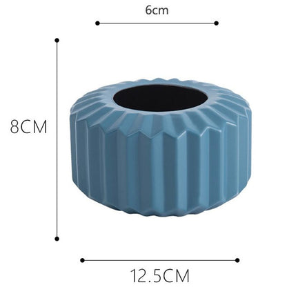Versatile Vase for Wet and Dry Flowers - Glazed Decorative Pot - Sea Blue