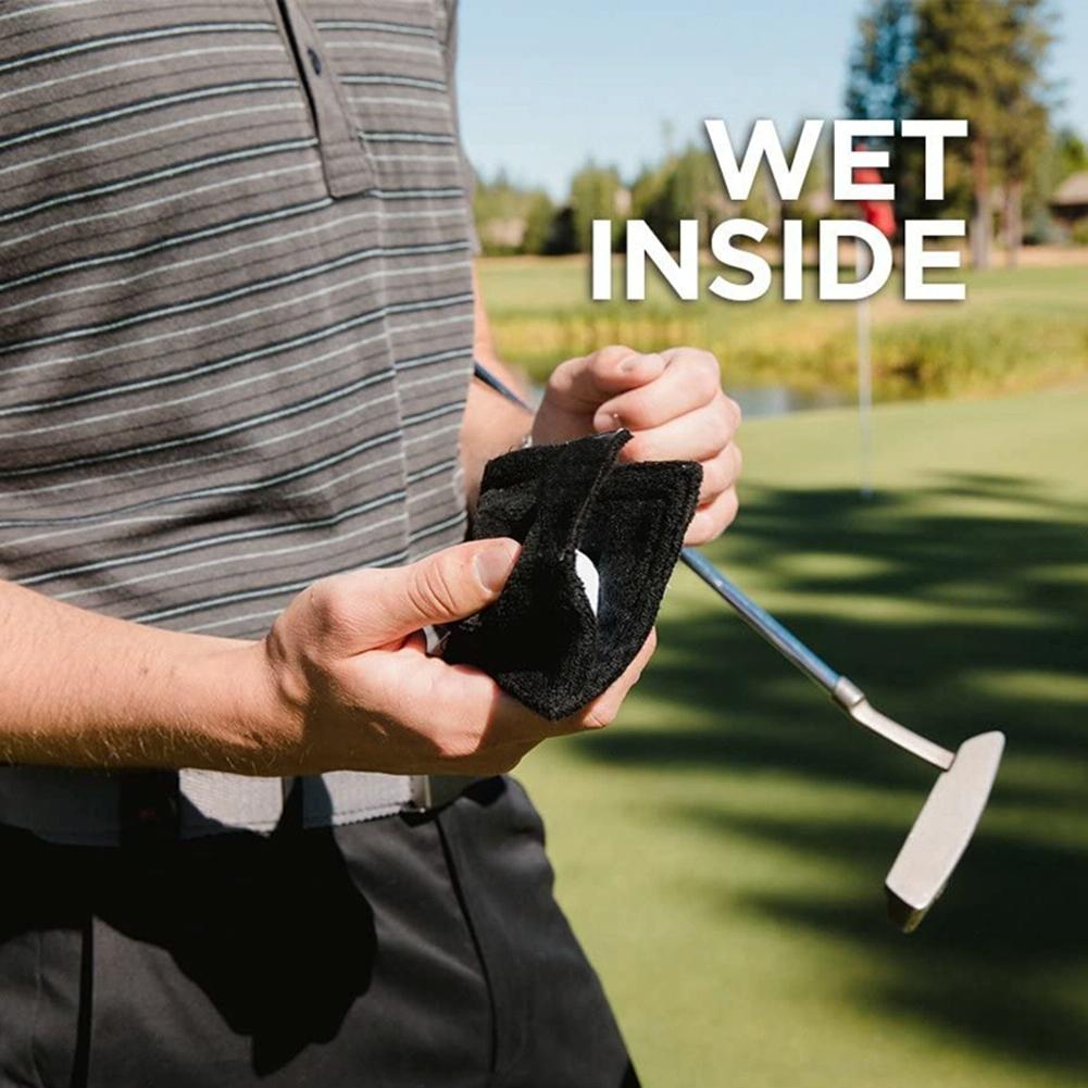 Grey Microfiber Golf Ball Cleaning Towel with Carabiner Hook