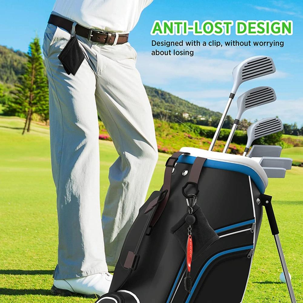 Grey Microfiber Golf Ball Cleaning Towel with Carabiner Hook