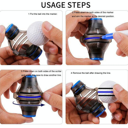 360-degree Rotatable Golf Ball Scriber with 2 Pens - Draw Five Lines