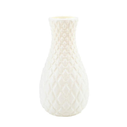 Hydroponic Plastic Vase for Dry and Wet Flower Arrangements - Desktop Furnishings - Milk White