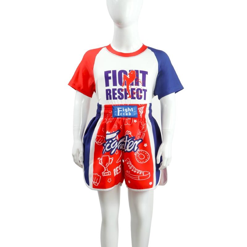 Kids Boxing Set - Sparring Shorts And Tights - Bright Green - Hit Red - M