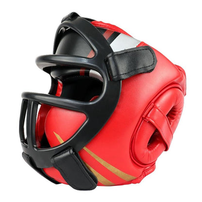 Competition Sparring Boxing Helmet For Head Protection - Blue With Mask - S