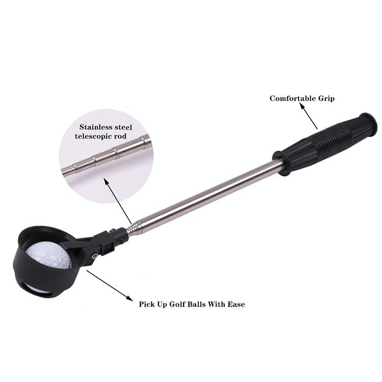 Foldable Golf Ball Picker with Stainless Steel Rod - 8 Sections - Orange