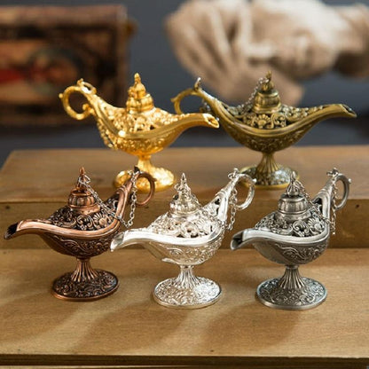 Metal Aladdin Magic Lamp Aromatherapy Home Decor Gift - Old Tin