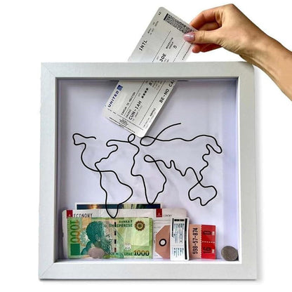 Vibe Geeks Adventure Archive Box Wood Frame Travel Tickets Keepsakes Storage Frame - Black - Small
