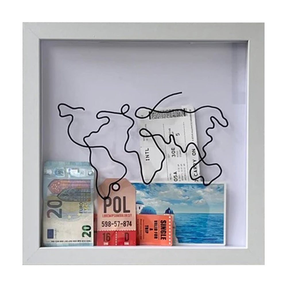 Vibe Geeks Adventure Archive Box Wood Frame Travel Tickets Keepsakes Storage Frame - Black - Small