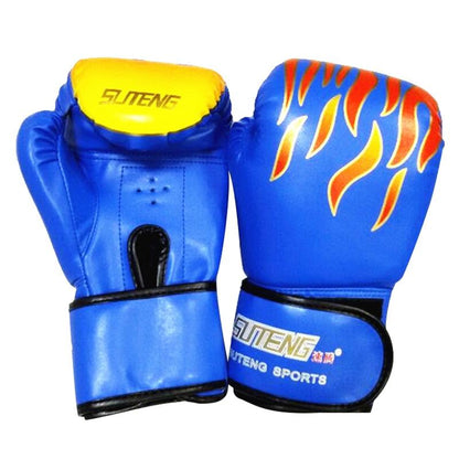 Adult Flame Pattern Pu Leather Boxing Gloves - Fitness - White