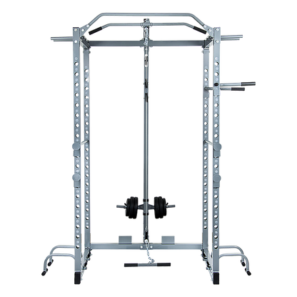 Power Rack Squat Cage Stands w Lat Pulldown Home Gym