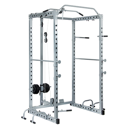 Power Rack Squat Cage Stands w Lat Pulldown Home Gym