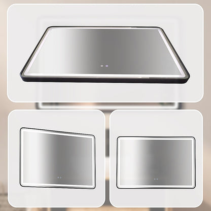 Rectangular Mirror LED Anti-Fog Illuminated Bathroom Living Room