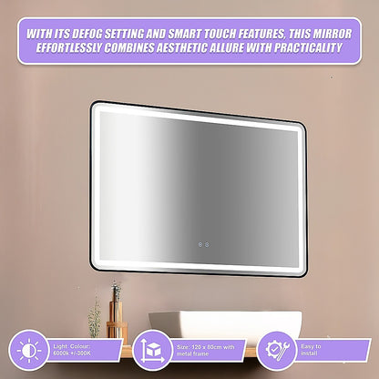 Rectangular Mirror LED Anti-Fog Illuminated Bathroom Living Room