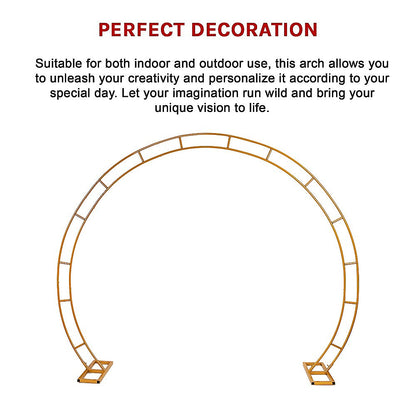 260cm Gold Metal Wedding Arch Round Balloon Birthday Party