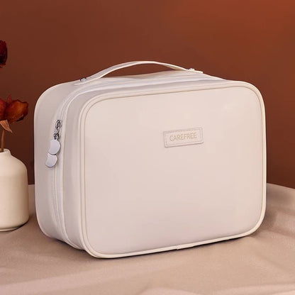 White 5-in-1 Multi-Function PU Makeup Organizer â€“ Large Capacity Cosmetic Storage Bag with Dividers, Portable and Premium Quality