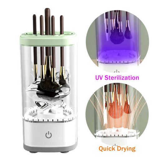 White Electric Makeup Brush Cleaner and Dryer â€“ USB Automatic Household Cleaning Device with UV Sterilization and Fast Drying Function