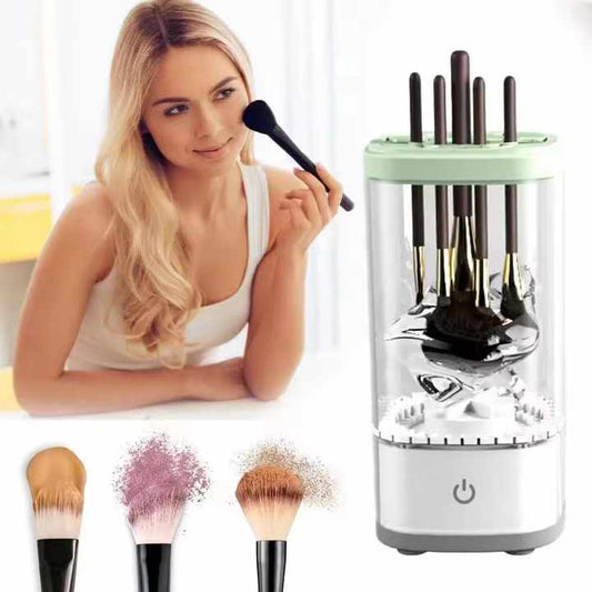White Electric Makeup Brush Cleaner and Dryer â€“ USB Automatic Household Cleaning Device with UV Sterilization and Fast Drying Function