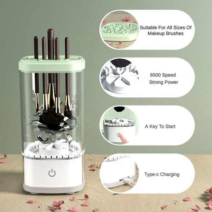 White Electric Makeup Brush Cleaner and Dryer â€“ USB Automatic Household Cleaning Device with UV Sterilization and Fast Drying Function