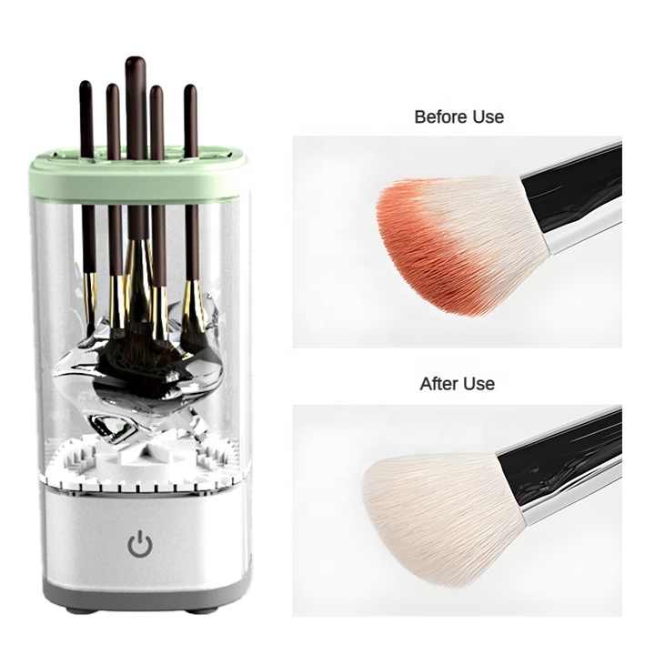 White Electric Makeup Brush Cleaner and Dryer â€“ USB Automatic Household Cleaning Device with UV Sterilization and Fast Drying Function