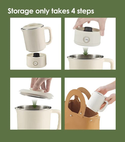 White Portable Foldable Travel Electric Kettle - 316 Stainless Steel Electric Water Boiler , 220v