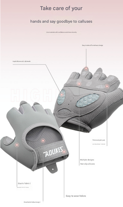 S Pink Breathable Gym Training Gloves with Non-Slip Palm Grip